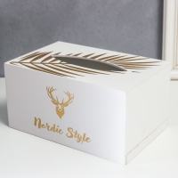 Шкатулка МДФ для салфеток "Золотой олень" белая 10х13х20 см Шкатулка МДФ для салфеток "Золотой олень" белая 10х13х20 см