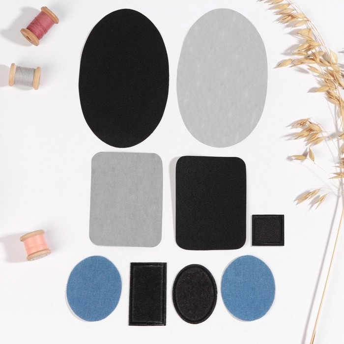 Набор заплаток для одежды «Ассорти», термоклеевые, 9 шт, цвет МИКС Набор заплаток для одежды «Ассорти», термоклеевые, 9 шт, цвет МИКС