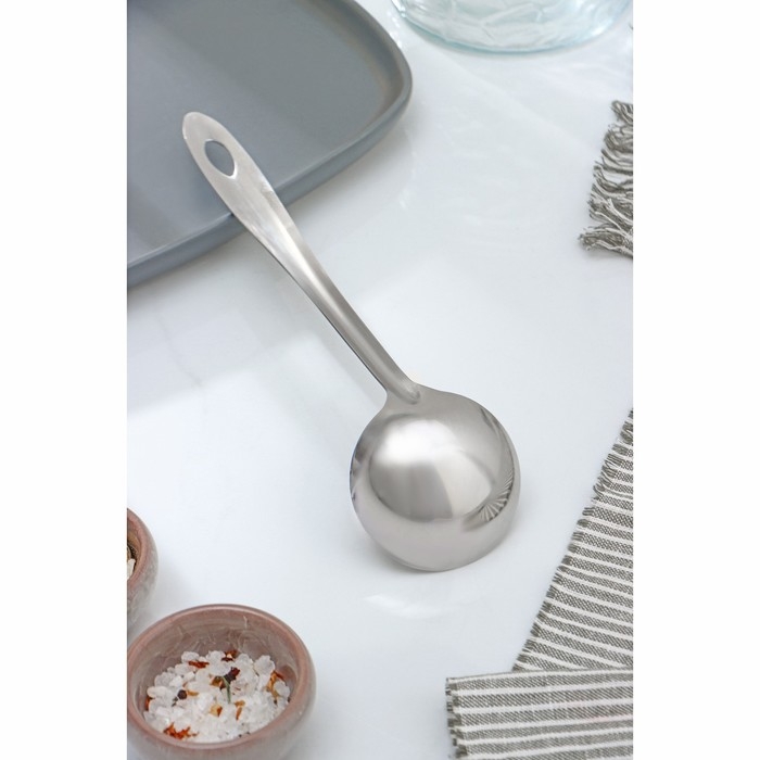 Ложка для соуса из нержавеющей стали Доляна «Хозяюшка», 30 мл, h=25 см, цвет серебряный Ложка для соуса из нержавеющей стали Доляна «Хозяюшка», 30 мл, h=25 см, цвет серебряный