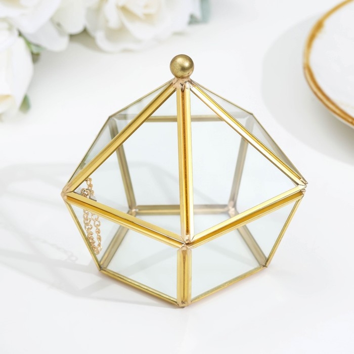 Шкатулка для колец "Домик маленький", 12х12х12 см, стекло