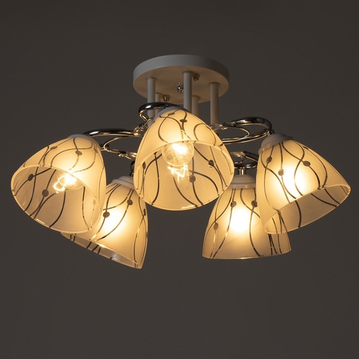 Люстра Люстра "Авиталь" 5хЕ27 40Вт бело-хромовый 58х58х27 см BayerLux