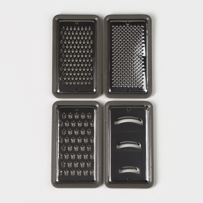 Тёрка-контейнер, 9×27 см, 4 насадки, цвет МИКС Тёрка-контейнер, 9×27 см, 4 насадки, цвет МИКС
