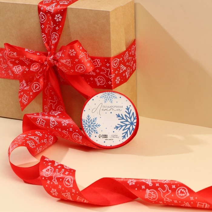 Лента атласная «Новогодние игрушки», , 4 см × 5 метров Лента атласная «Новогодние игрушки», , 4 см × 5 метров