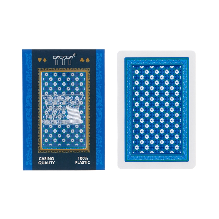 Карты игральные пластиковые Карты игральные пластиковые "777", 54 шт, 30 мкм, синий с белым