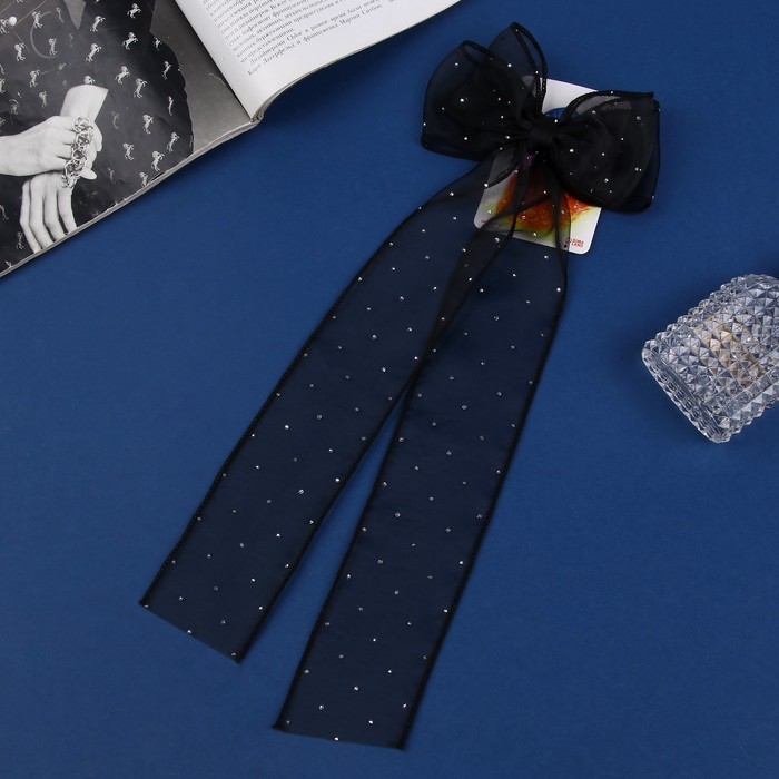 Зажим для волос  Зажим для волос "Школьница" бантик точка, 12х30 см, чёрный