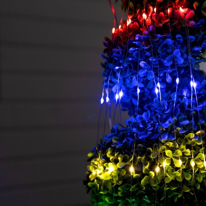 Гирлянда «Конский хвост» 10 нитей по 1 м, серебристая нить, 100 LED, свечение мульти, 2 режима, солнечная батарея