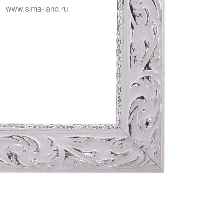Рама для картин (зеркал) 50 х 60 х 4 см, дерево Рама для картин (зеркал) 50 х 60 х 4 см, дерево "Версаль", бело-серебристая