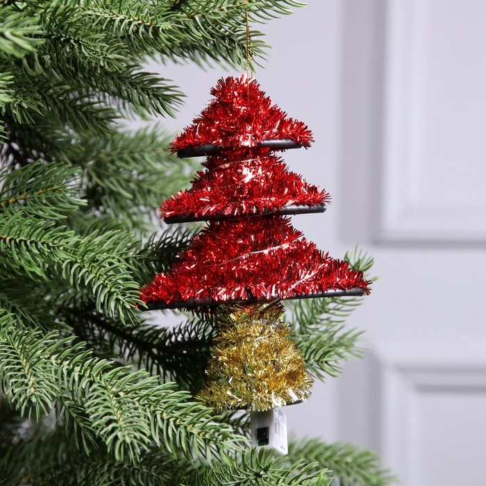 Фигура из мишуры  Фигура из мишуры "Елочка красная" 17х13 см, 10 LED, AG10х3 (в компл), Т/БЕЛЫЙ