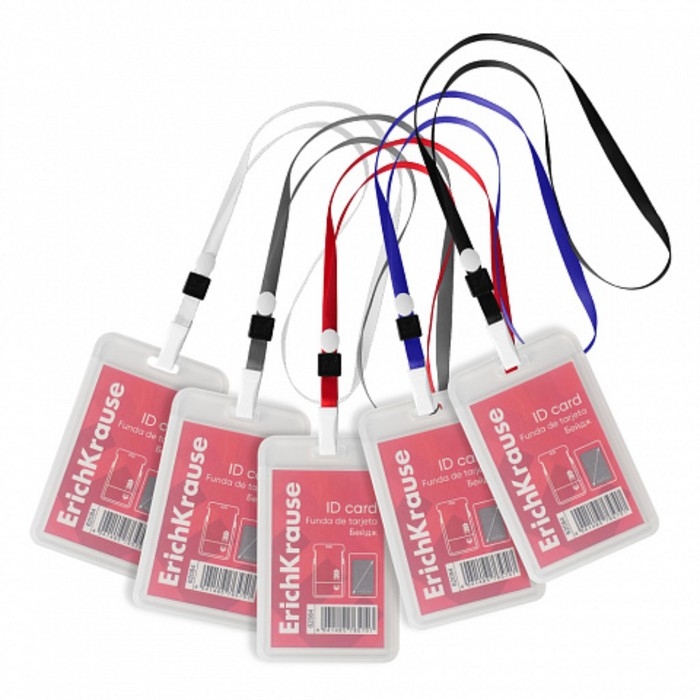 Бейдж вертикальный 54 х 85 мм, ErichKrause слайдер, прозрачный корпус, текстильная лента, цвет микс Бейдж вертикальный 54 х 85 мм, ErichKrause слайдер, прозрачный корпус, текстильная лента, цвет микс