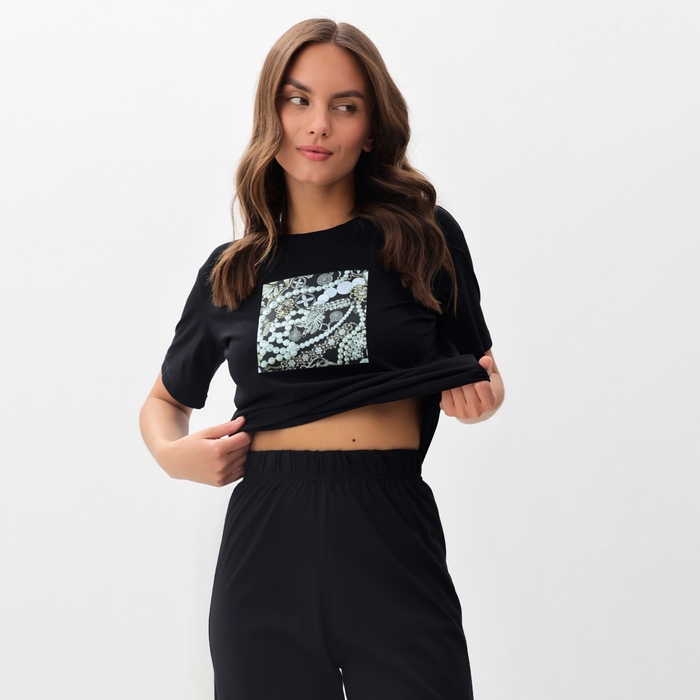 Пижама женская (футболка и брюки) KAFTAN р. 48-50, черный Пижама женская (футболка и брюки) KAFTAN р. 48-50, черный