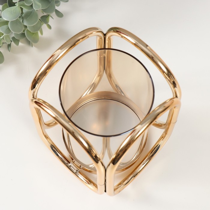 Подсвечник металл  Подсвечник металл "Октавия" золото d=9,5см 12,3х12,3х20 см