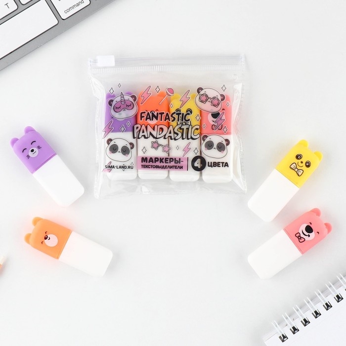Набор текстовыделителей «Fantastic pandastic», МИКС 4 штуки. Набор текстовыделителей «Fantastic pandastic», МИКС 4 штуки.