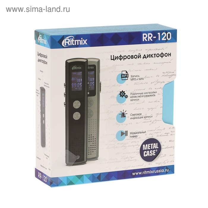 Диктофон Ritmix RR-120 4GB, MP3/WAV, дисплей, металл корпус, черный Диктофон Ritmix RR-120 4GB, MP3/WAV, дисплей, металл корпус, черный