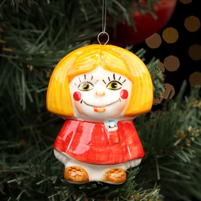 Ёлочная игрушка Ёлочная игрушка "Домовенок Кузя", крепление петля, 9 см, фарфор