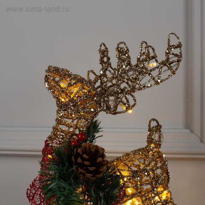 Светодиодная фигура «Олень золотистый» 25 × 30 × 10 см, металл, батарейки ААх3 (не в комплекте), свечение тёплое белое Светодиодная фигура «Олень золотистый» 25 × 30 × 10 см, металл, батарейки ААх3 (не в комплекте), свечение тёплое белое