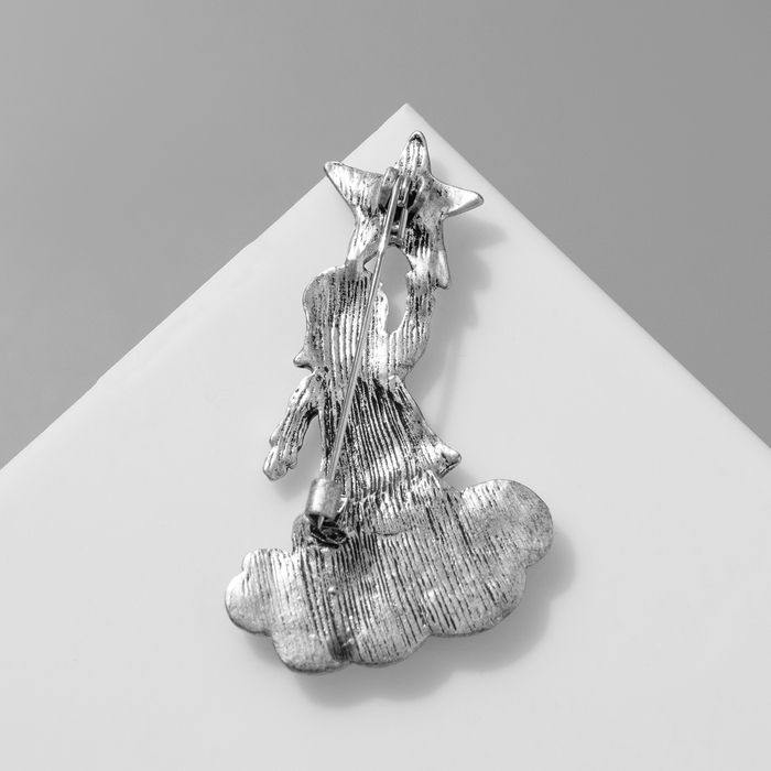 Брошь Брошь "Девочка" мечтательница, цветная в матовом серебре