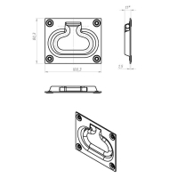 Ручка откидная скрытая 100х80 мм, покрытие цинк