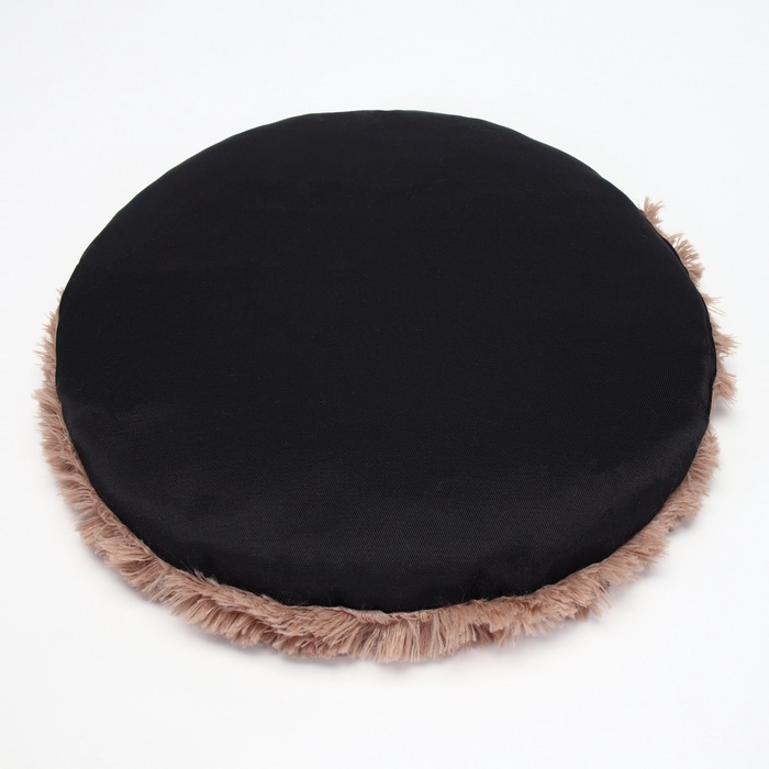 Лежанка для животных,  с подушкой,  мех, сатин, периотек,  40 х 40 х 16 см, коричневая Лежанка для животных,  с подушкой,  мех, сатин, периотек,  40 х 40 х 16 см, коричневая