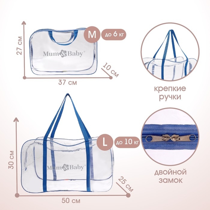 Сумка в роддом, размер 30х50х25 см, с косметичкой ПВХ120, цвет Микс (голубой/синий), Mum&Baby Сумка в роддом, размер 30х50х25 см, с косметичкой ПВХ120, цвет Микс (голубой/синий), Mum&Baby
