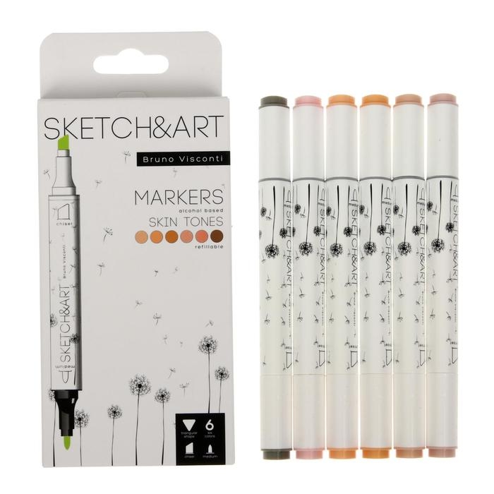 Набор художественных маркеров 6 цветов SKETCH&ART Набор художественных маркеров 6 цветов SKETCH&ART "Портрет"