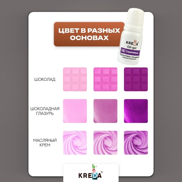 Краситель пищевой Oil-gel, жирорастворимый, сиреневый, 10 мл