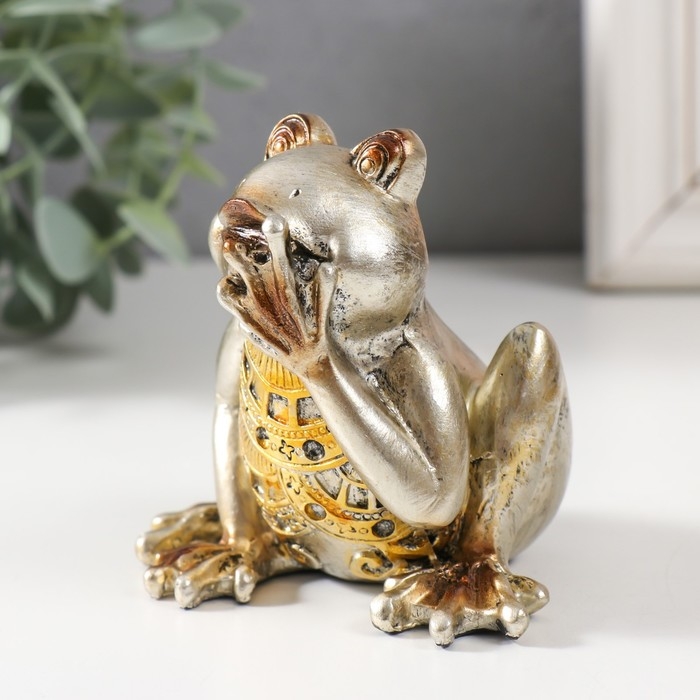 Сувенир полистоун Сувенир полистоун "Удивленная лягушка" светлое золото МИКС 10,3х6,3х8 см
