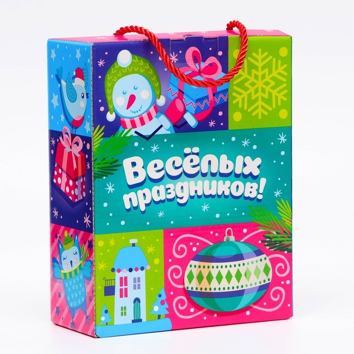 Новый год. Подарочная коробка новогодняя Ёлка-Пати 16,5 х 7,5 х 21 см. Новый год. Подарочная коробка новогодняя Ёлка-Пати 16,5 х 7,5 х 21 см.