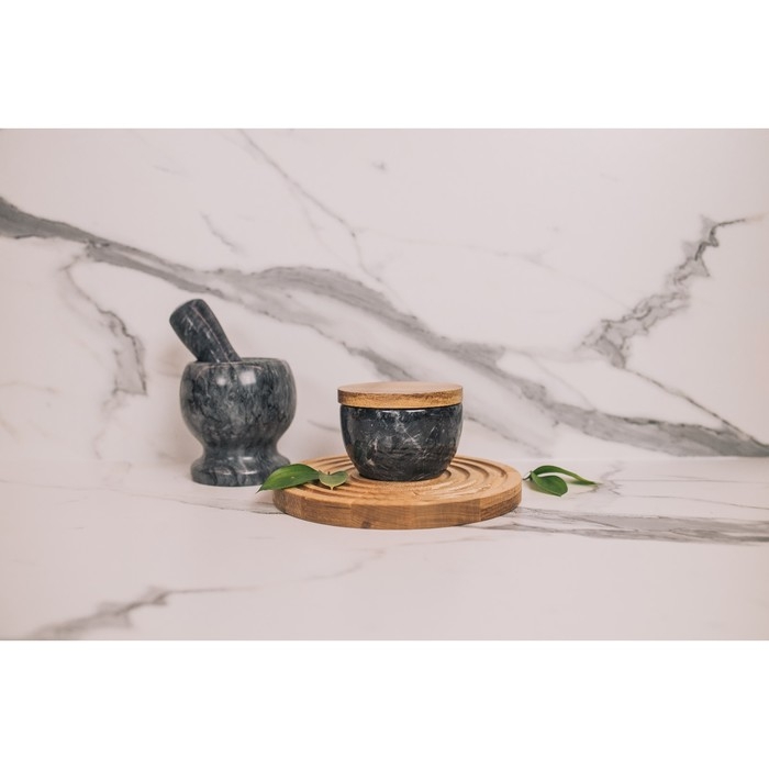 Банка для сыпучих продуктов Magistro Marte, мрамор, 150 мл, d=10 см, цвет чёрный
