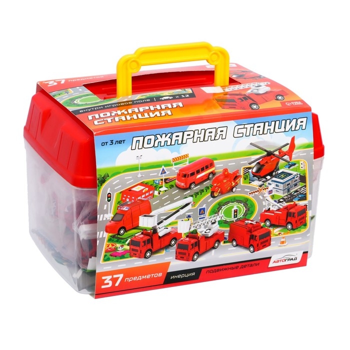 Набор игровой «Пожарная станция», машинки 12 штук, дорожные знаки, игровое поле Набор игровой «Пожарная станция», машинки 12 штук, дорожные знаки, игровое поле
