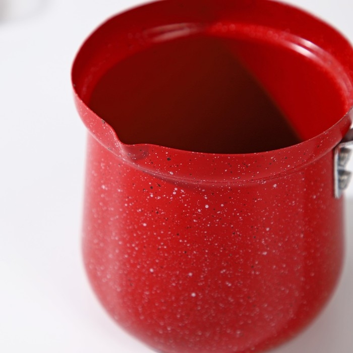 Турка для кофе Доляна «Мрамор рэд», 800 мл, d=10 см, антипригарное покрытие, индукция, красная Турка для кофе Доляна «Мрамор рэд», 800 мл, d=10 см, антипригарное покрытие, индукция, красная