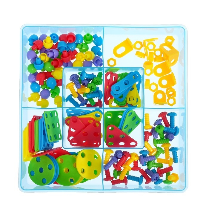 Конструктор Болтовая мозаика «Объёмные фигуры», с отвёрткой и основанием, 189 деталей Конструктор Болтовая мозаика «Объёмные фигуры», с отвёрткой и основанием, 189 деталей