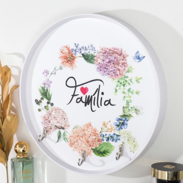 Крючки декоративные 3 крючка Крючки декоративные 3 крючка "Венок гортензий" 30х30 см