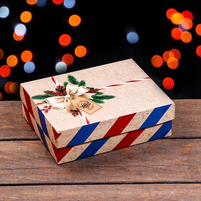 Новый год. Коробка подарочная новогодняя складная, Новый год. Коробка подарочная новогодняя складная, "Почта", 16,5 х 12,5 х 5,2 см