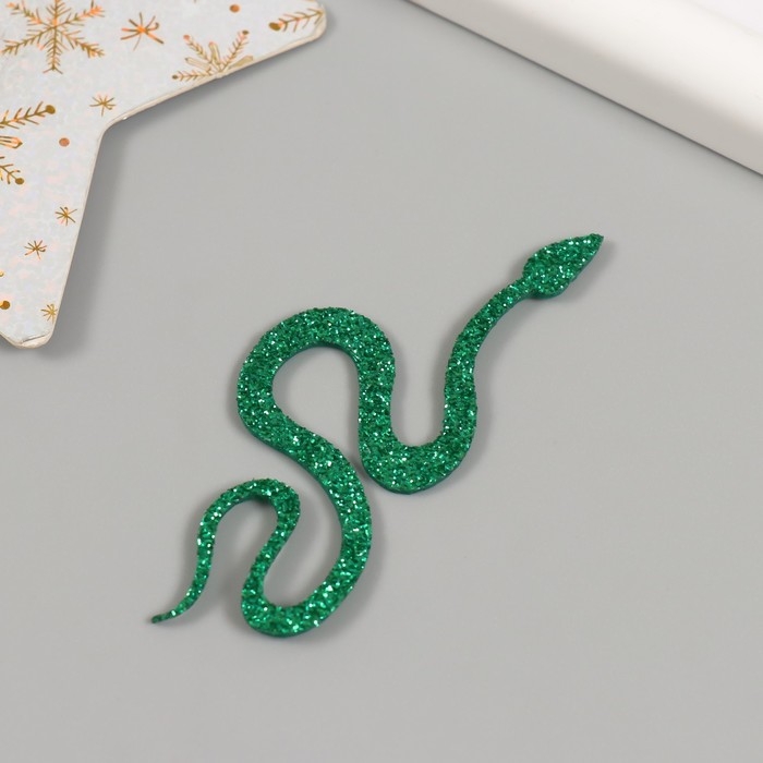 Новогодний декор Новогодний декор "Зеленая змея" фоам глиттер, 7 см (Новогодний набор 6 шт)