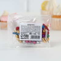 Посыпка кондитерская фигурная: золотая, фиолетовая, зеленая, синяя, 25 г.