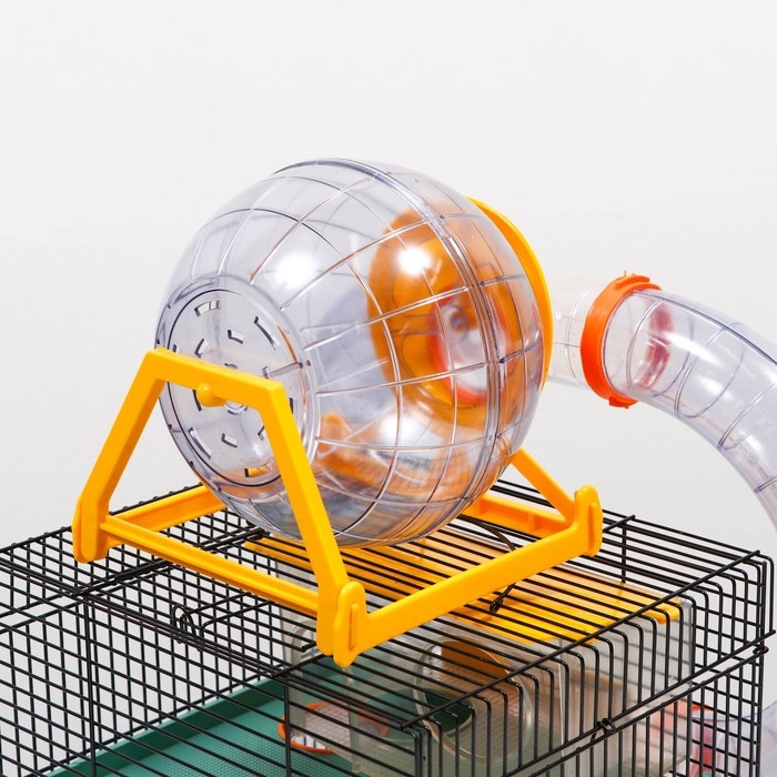 Клетка для грызунов, двухъярусная, с полкой, домом и шаром, 28 х 24,5 х 31 см, микс Клетка для грызунов, двухъярусная, с полкой, домом и шаром, 28 х 24,5 х 31 см, микс