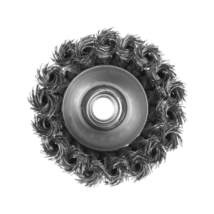 Щетка металлическая для УШМ ТУНДРА, крученая проволока,  Щетка металлическая для УШМ ТУНДРА, крученая проволока, "чашка", М14, 75 мм