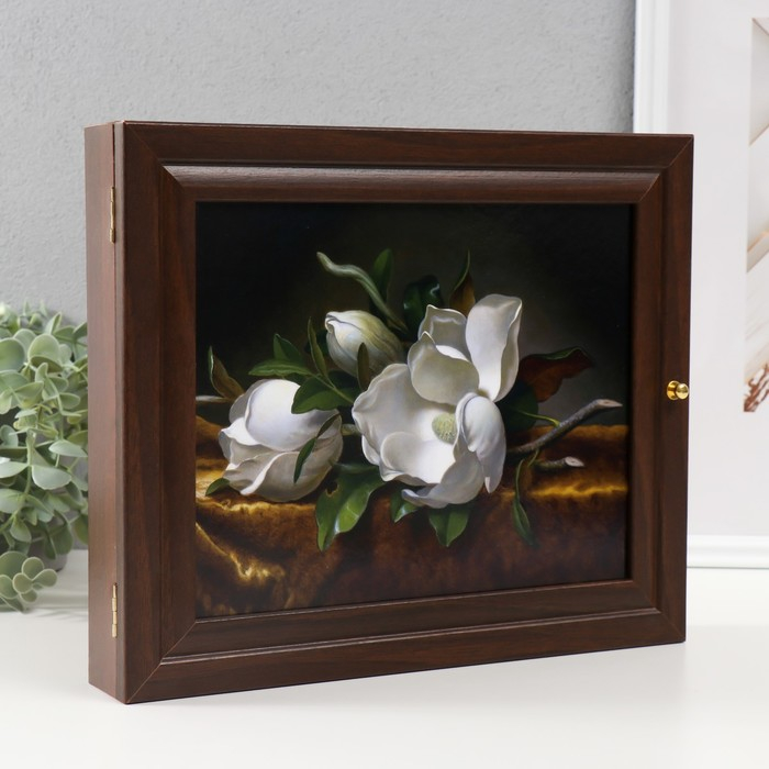 Ключница Ключница "Белые цветы" венге 26х31 см МИКС