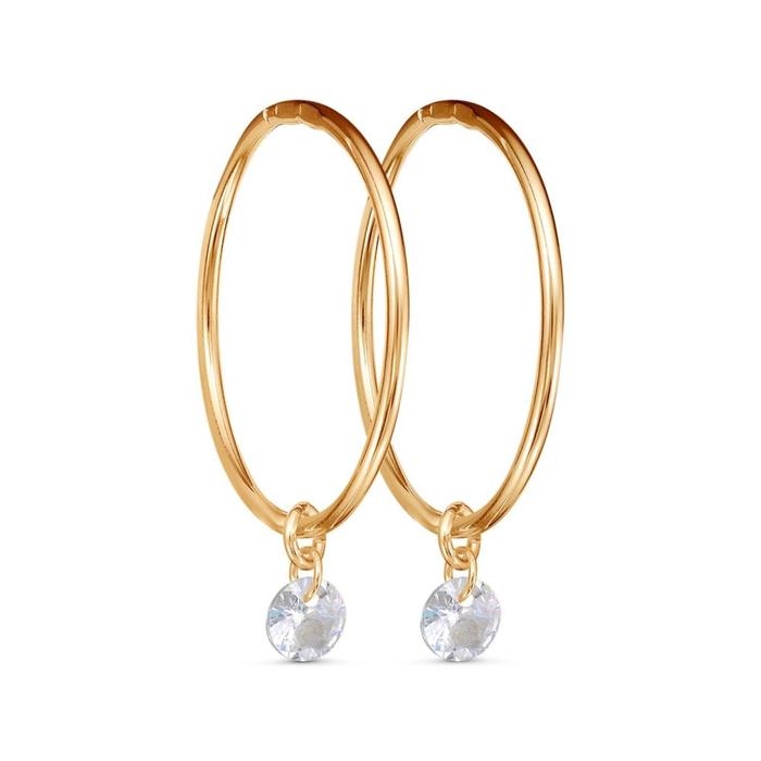 Серьги-кольца «Невесомость», розовое золочение, цвет белый d=3,6 Серьги-кольца «Невесомость», розовое золочение, цвет белый d=3,6