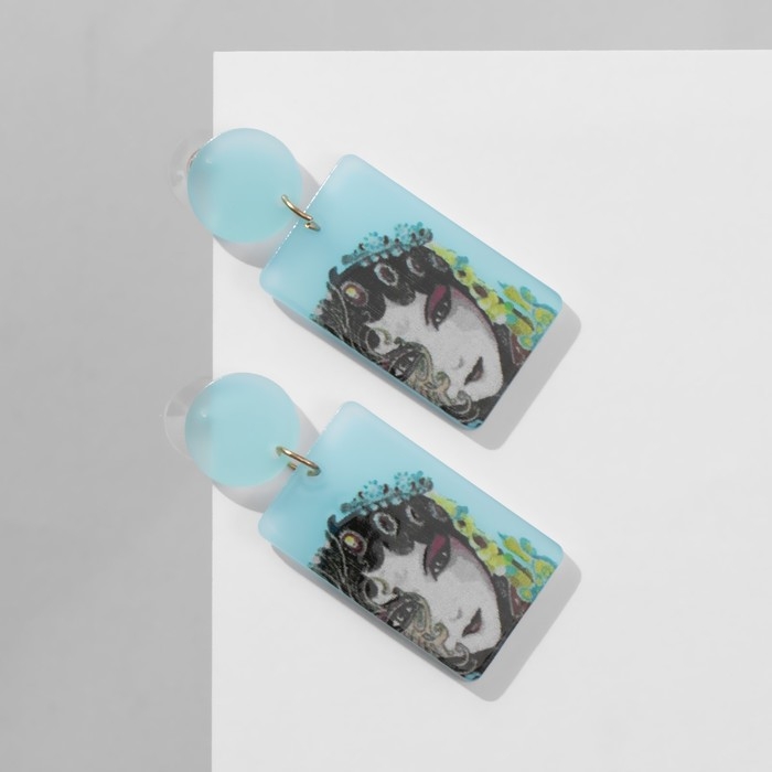 Серьги акрил «Девушка» китаянка в наряде, цветные Серьги акрил «Девушка» китаянка в наряде, цветные