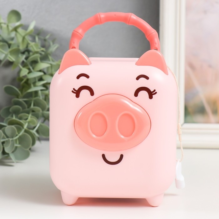 Копилка пластик Копилка пластик "Чемоданчик - свинка" МИКС 11х10,5х14 см