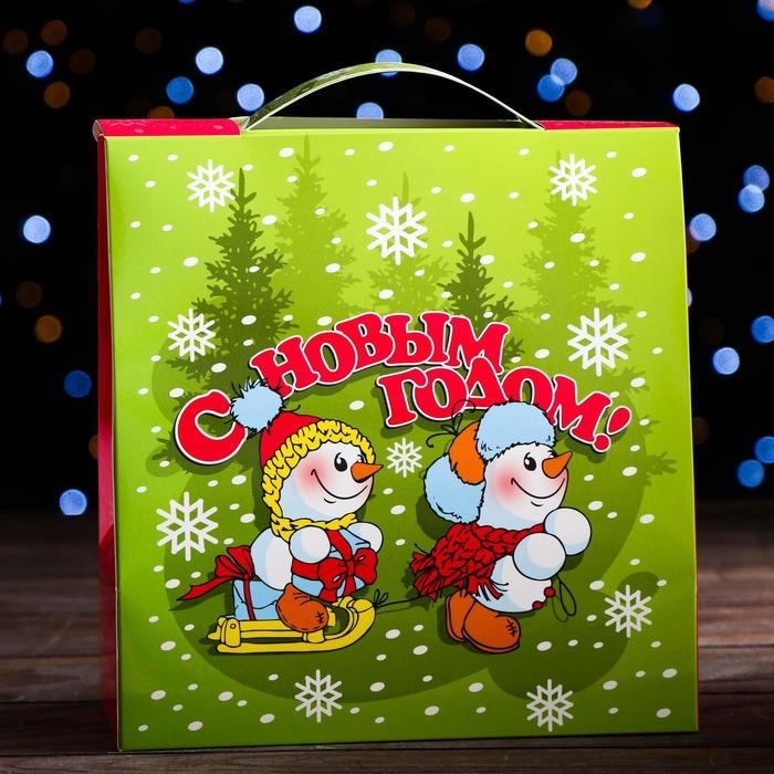 Подарочная коробка Подарочная коробка "Сумка со снеговиками", 21,4 х 22,5 х 9,3 см