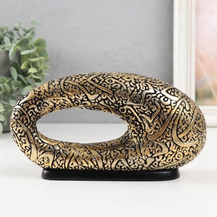 Сувенир полистоун  Сувенир полистоун "Овал неправильной формы с узорами" золото 20х6х10 см