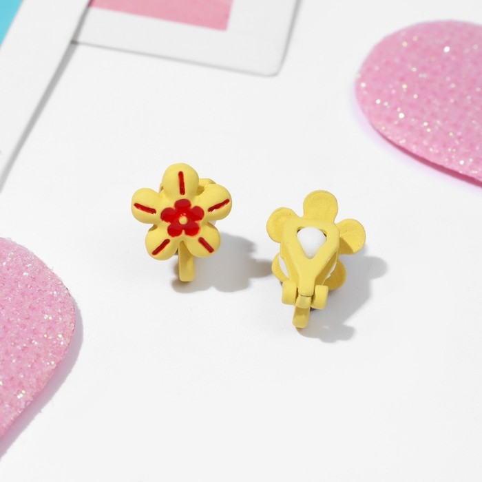 Клипсы детские «Выбражулька» цветочки, цвет красно-жёлтый Клипсы детские «Выбражулька» цветочки, цвет красно-жёлтый
