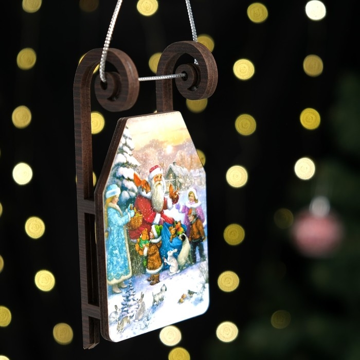 Елочное украшение Елочное украшение "Саночки №8", 12,5 х 6 см