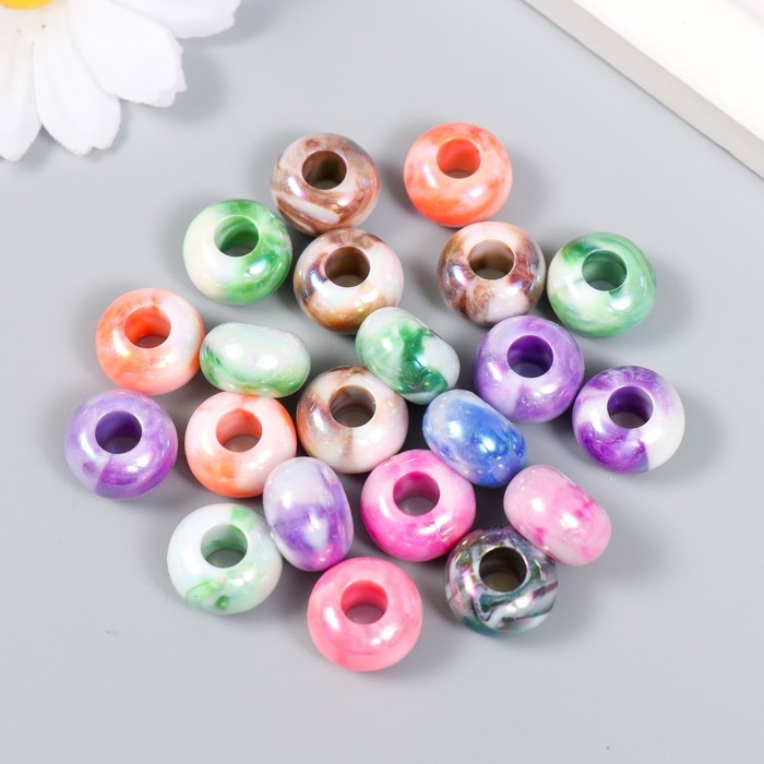 Бусины для творчества пластик Бусины для творчества пластик "Колечки мрамор" цветные 20 гр 0,8х1,4х1,4 см