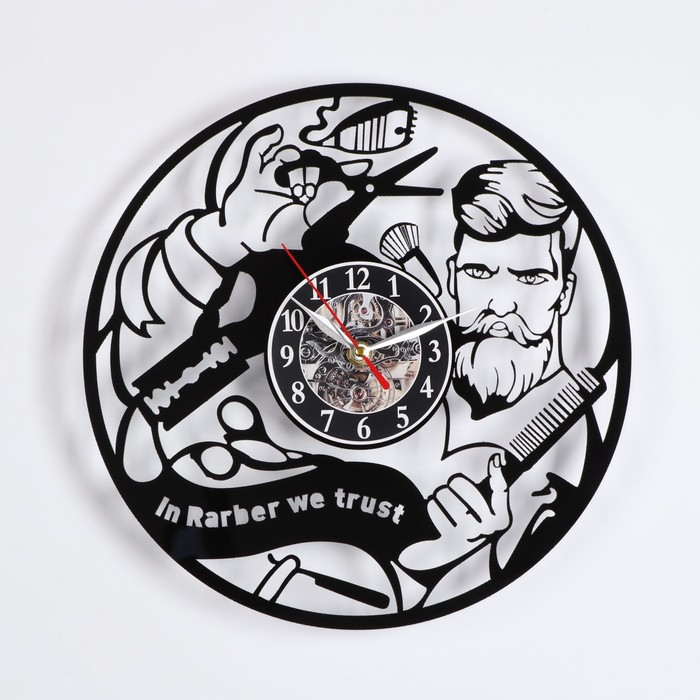 Часы настенные, серия: Интерьер,  Часы настенные, серия: Интерьер, "Барбершоп", плавный ход, 30 х 30 см