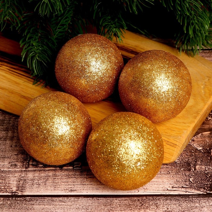 Фигурка для поделок и декора «Шар», набор 4 шт., размер 1 шт: 6 см, цвет золото Фигурка для поделок и декора «Шар», набор 4 шт., размер 1 шт: 6 см, цвет золото