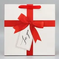 Пакет подарочный ламинированный квадратный For You, 30&times;30&times;12 см
