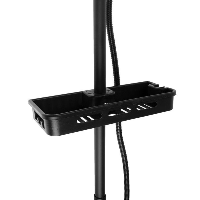 Душевая система ZEIN Z3862, смеситель, тропическая и ручная лейка, полка, латунь, черная Душевая система ZEIN Z3862, смеситель, тропическая и ручная лейка, полка, латунь, черная